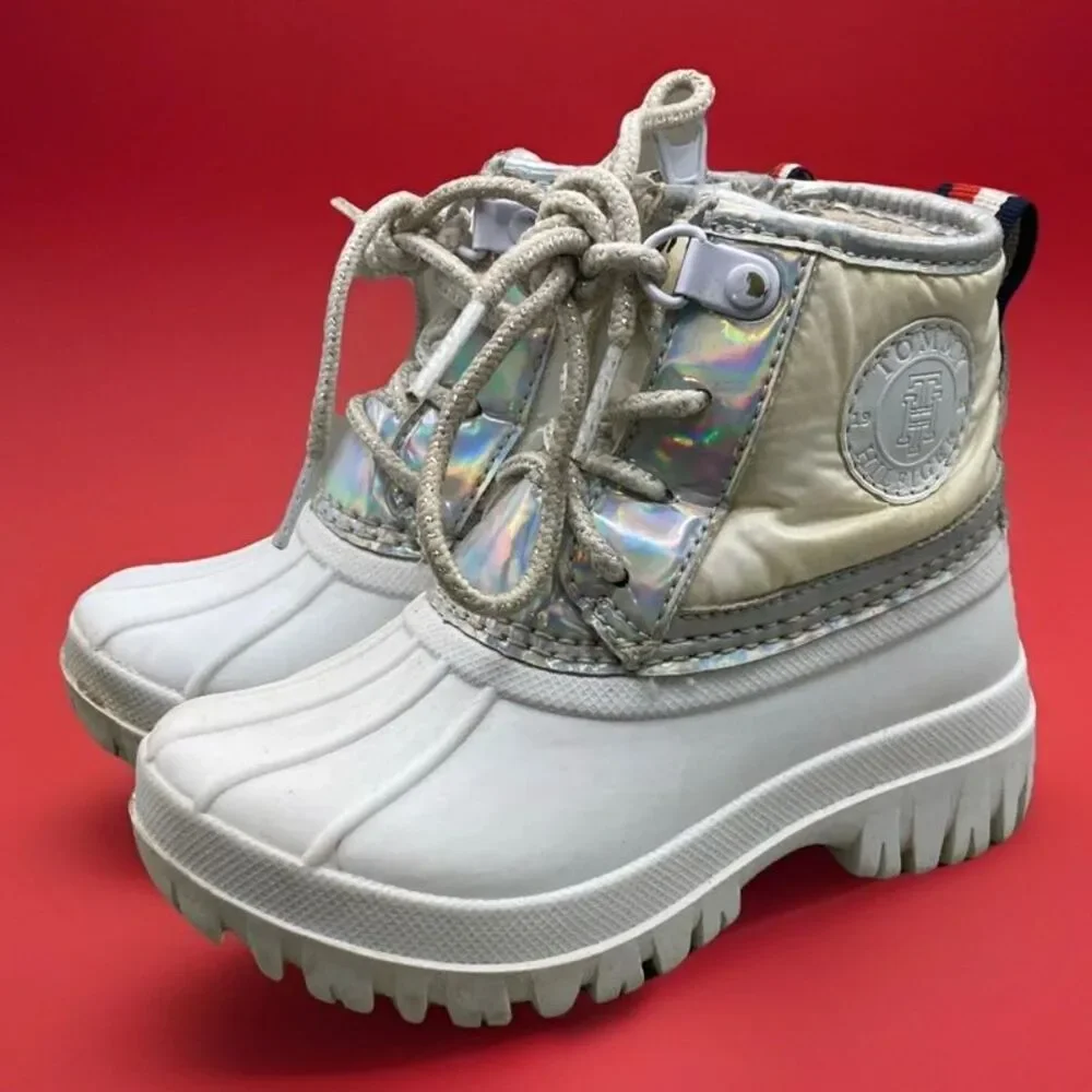 Tommy Hilfiger Girls White Danni Duck Rain/Snow Boot Shoes Sz 8